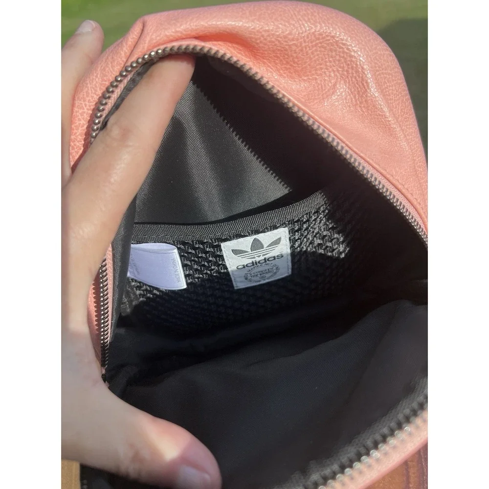 Adidas Originals Mini Backpack Salmon Pink Faux Leather Trefoil Small Bag